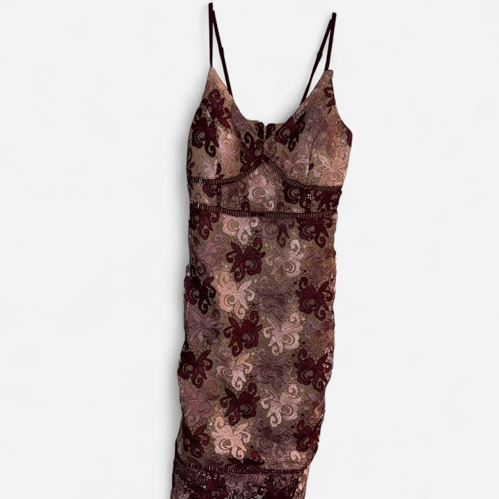 Lulu's Burgundy and Pink Lace Dress